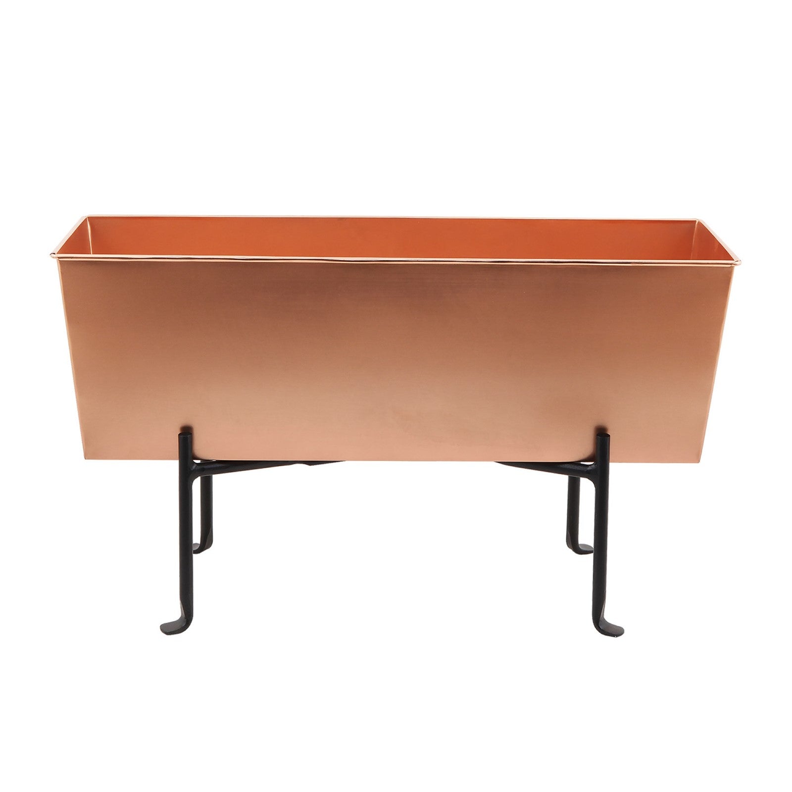 ACHLA Flower Box with Folding Stand | Copper Plated Galvanized Steel and Black Wrought Iron | Deck, Patio & Balcony Planter | 23.25 x | Model C-09C-S1