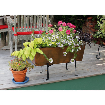 ACHLA Flower Box with Folding Stand | Copper Plated Galvanized Steel and Black Wrought Iron | Deck, Patio & Balcony Planter | 23.25 x | Model C-09C-S1