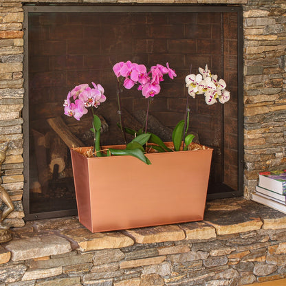 ACHLA Flower Box 22in Decorative Planter Cachepot | Copper Plated Galvanized Steel | Indoor & Outdoor Container Garden | 22 x 9 x 12 in | Model C-10C
