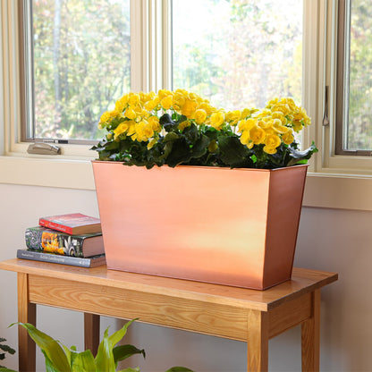 ACHLA Flower Box 22in Decorative Planter Cachepot | Copper Plated Galvanized Steel | Indoor & Outdoor Container Garden | 22 x 9 x 12 in | Model C-10C