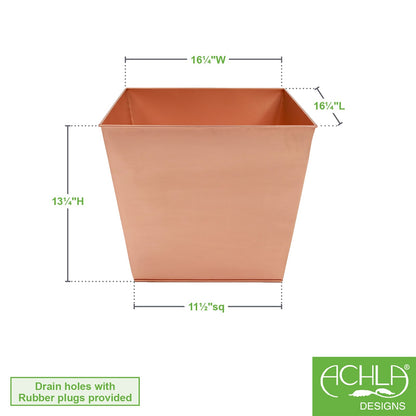 ACHLA Large Copper Flower Box | Brushed Copper Plated Galvanized Steel | Indoor & Outdoor Planter for Ornamentals & Citrus Trees | Model C-12C