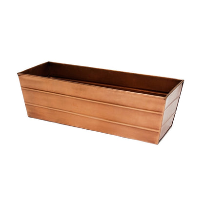ACHLA Copper Plated Window Box 23.5in | Rustic Tin Outdoor Planter | Deck & Window Planting | 23.5 x 9.25 x 7.5 in | Model C-20C