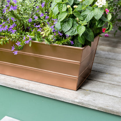 ACHLA Copper Plated Window Box 23.5in | Rustic Tin Outdoor Planter | Deck & Window Planting | 23.5 x 9.25 x 7.5 in | Model C-20C