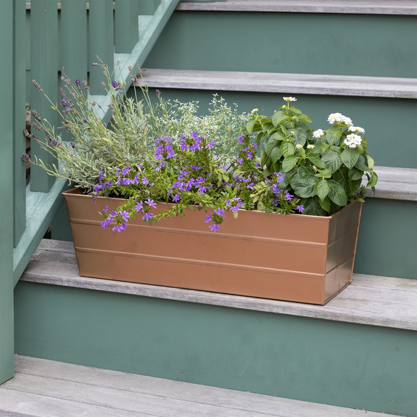 ACHLA Copper Plated Window Box 23.5in | Rustic Tin Outdoor Planter | Deck & Window Planting | 23.5 x 9.25 x 7.5 in | Model C-20C