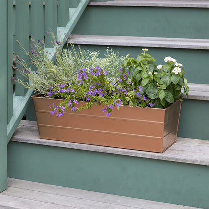 ACHLA Copper Plated Window Box 23.5in | Rustic Tin Outdoor Planter | Deck & Window Planting | 23.5 x 9.25 x 7.5 in | Model C-20C