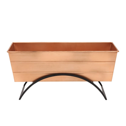 ACHLA Odette Stand with Medium Flower Box | Copper Plated Galvanized Steel and Black Wrought Iron | Patio & Balcony Container | Model C-20C-S