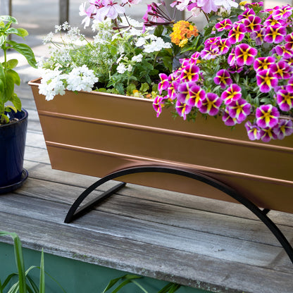 ACHLA Odette Stand with Medium Flower Box | Copper Plated Galvanized Steel and Black Wrought Iron | Patio & Balcony Container | Model C-20C-S