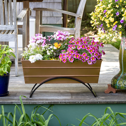 ACHLA Odette Stand with Medium Flower Box | Copper Plated Galvanized Steel and Black Wrought Iron | Patio & Balcony Container | Model C-20C-S