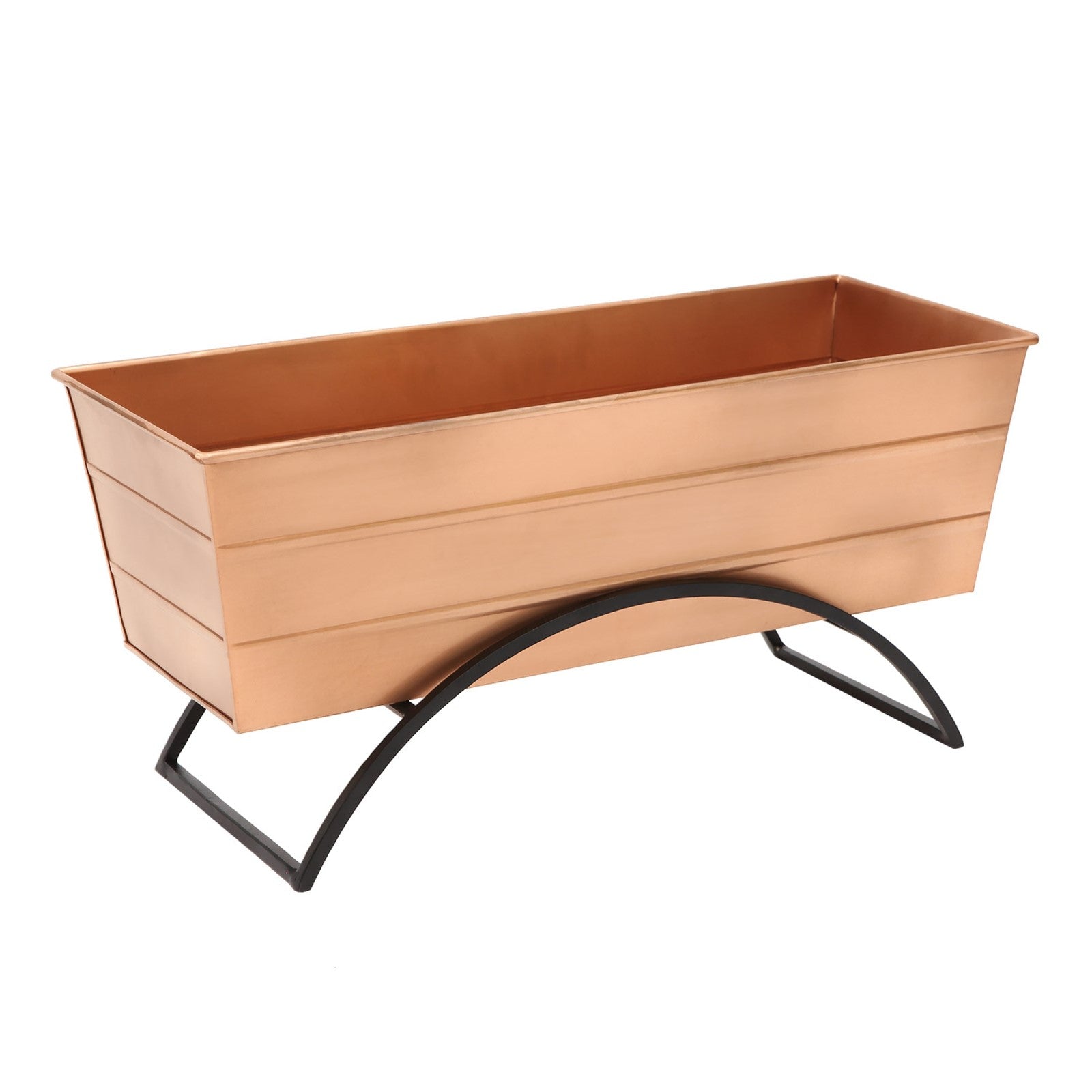 ACHLA Odette Stand with Medium Flower Box | Copper Plated Galvanized Steel and Black Wrought Iron | Patio & Balcony Container | Model C-20C-S