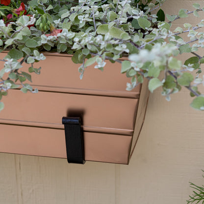 ACHLA Medium Copper Flower Box with Wall Brackets | Galvanized Steel with Copper Plated Finish and Black Wrought Iron Brackets | Model C-20C-WM