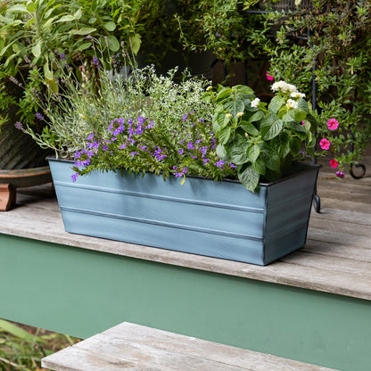 ACHLA Galvanized Steel Flower Box Planter Medium 24in | Classic Windowbox Nantucket Blue | Balcony & Entryway Container Garden | Model C-20NB