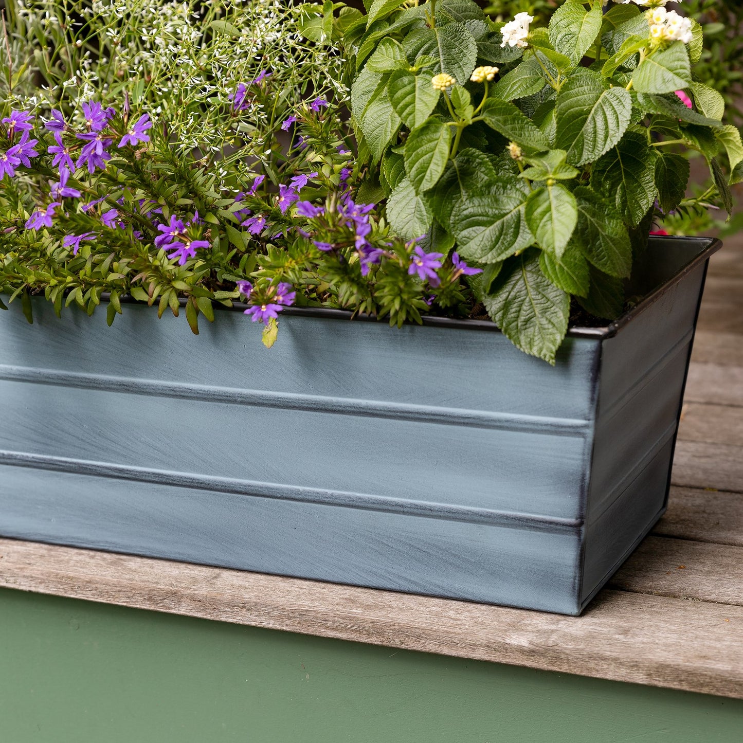 ACHLA Galvanized Steel Flower Box Planter Medium 24in | Classic Windowbox Nantucket Blue | Balcony & Entryway Container Garden | Model C-20NB