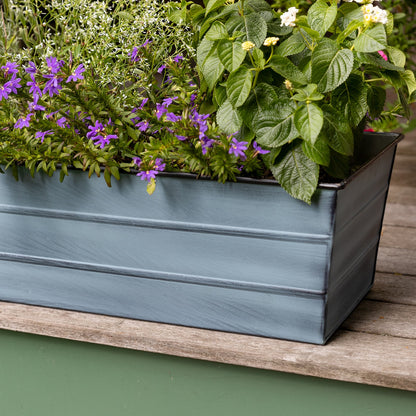 ACHLA Galvanized Steel Flower Box Planter Medium 24in | Classic Windowbox Nantucket Blue | Balcony & Entryway Container Garden | Model C-20NB
