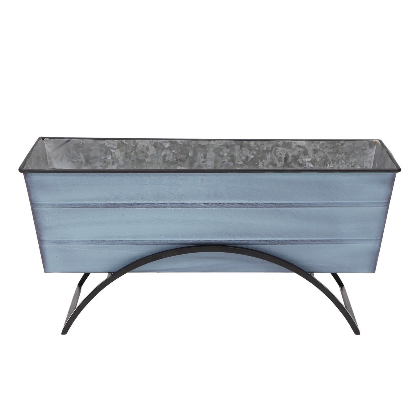 ACHLA Odette Medium Flower Box Stand | Wrought Iron and Galvanized Steel | Patio & Balcony Container Gardening | 10 x 24 x 12 in | Model C-20NB-S