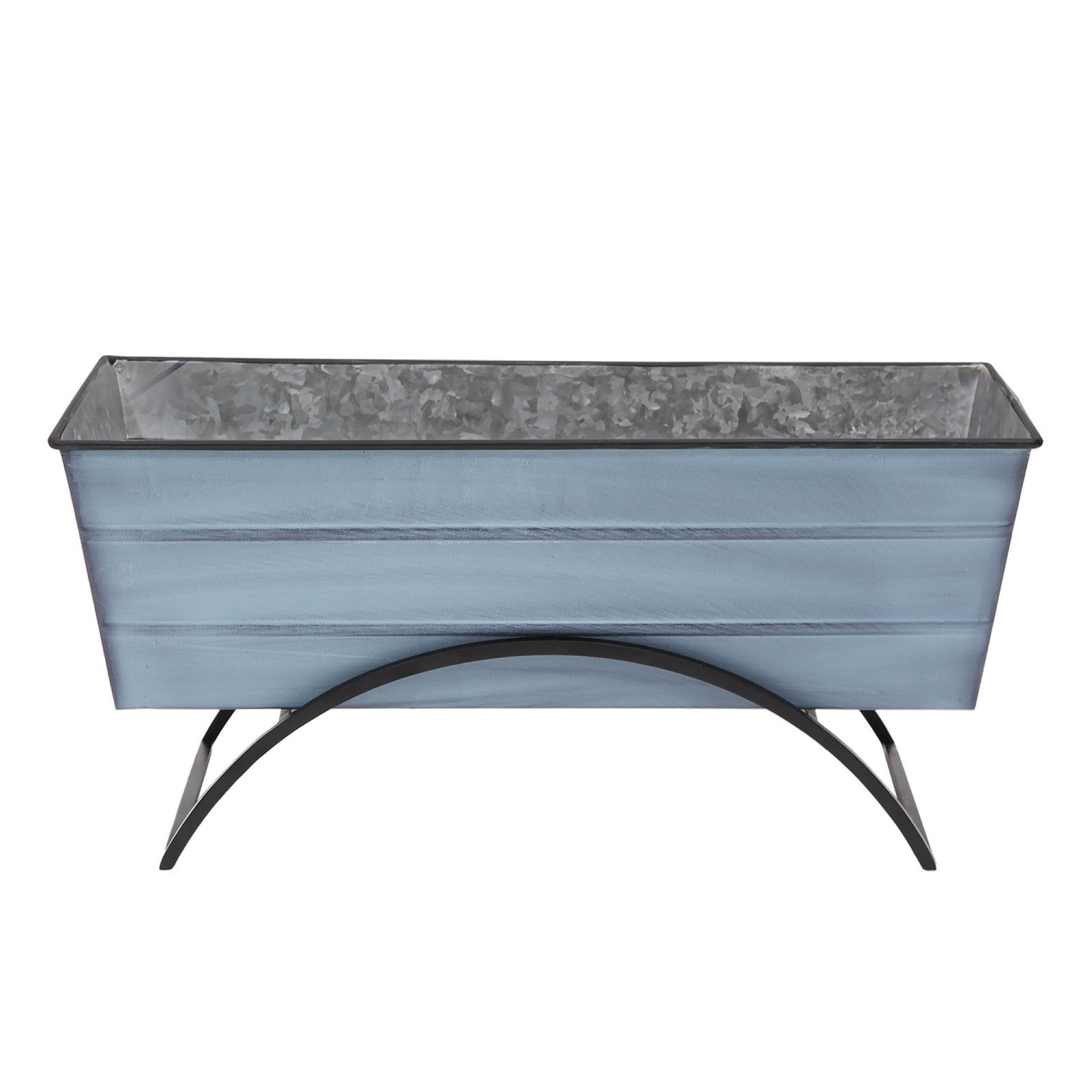 ACHLA Odette Medium Flower Box Stand | Wrought Iron and Galvanized Steel | Patio & Balcony Container Gardening | 10 x 24 x 12 in | Model C-20NB-S