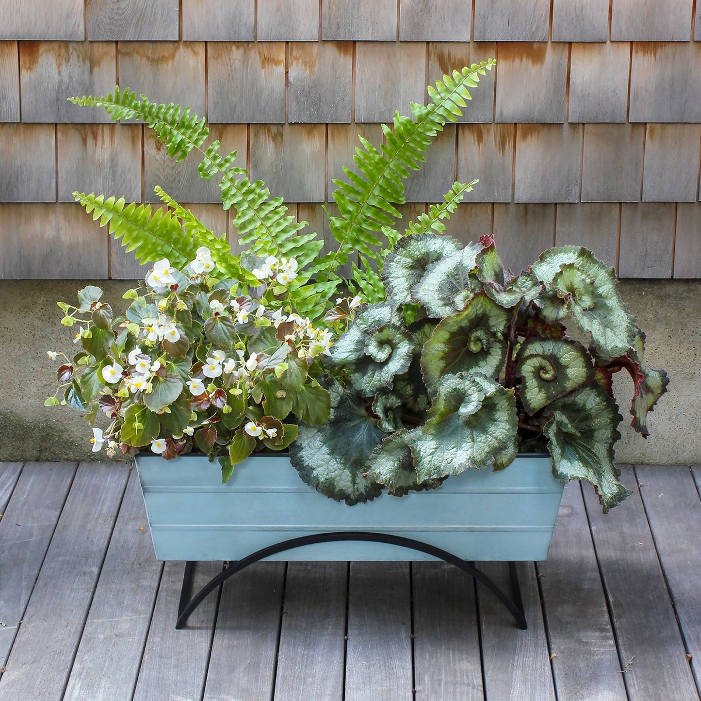 ACHLA Odette Medium Flower Box Stand | Wrought Iron and Galvanized Steel | Patio & Balcony Container Gardening | 10 x 24 x 12 in | Model C-20NB-S