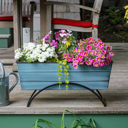 ACHLA Odette Medium Flower Box Stand | Wrought Iron and Galvanized Steel | Patio & Balcony Container Gardening | 10 x 24 x 12 in | Model C-20NB-S