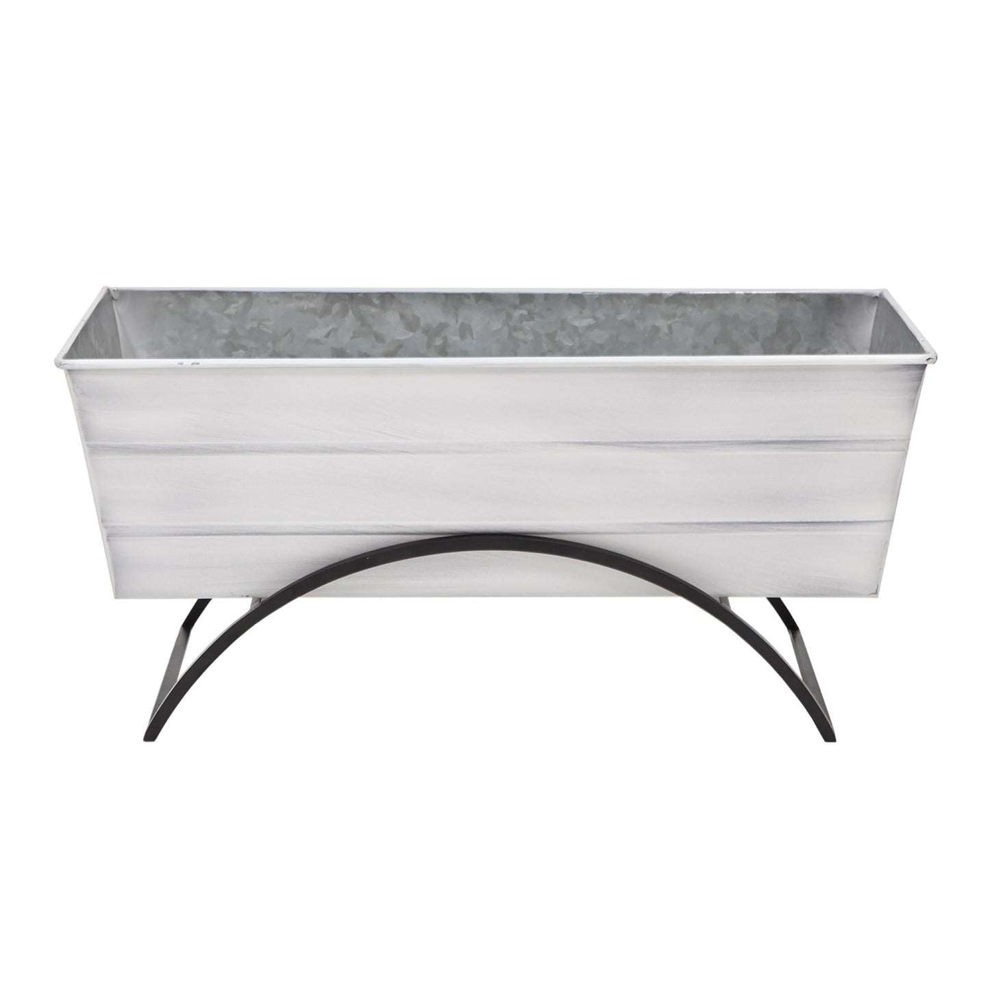 ACHLA Odette 24in Medium Flower Box Stand | Wrought Iron and Galvanized Steel | Patio & Balcony Container Gardening | 10 x 24 x 12 in | Model C-20W-S