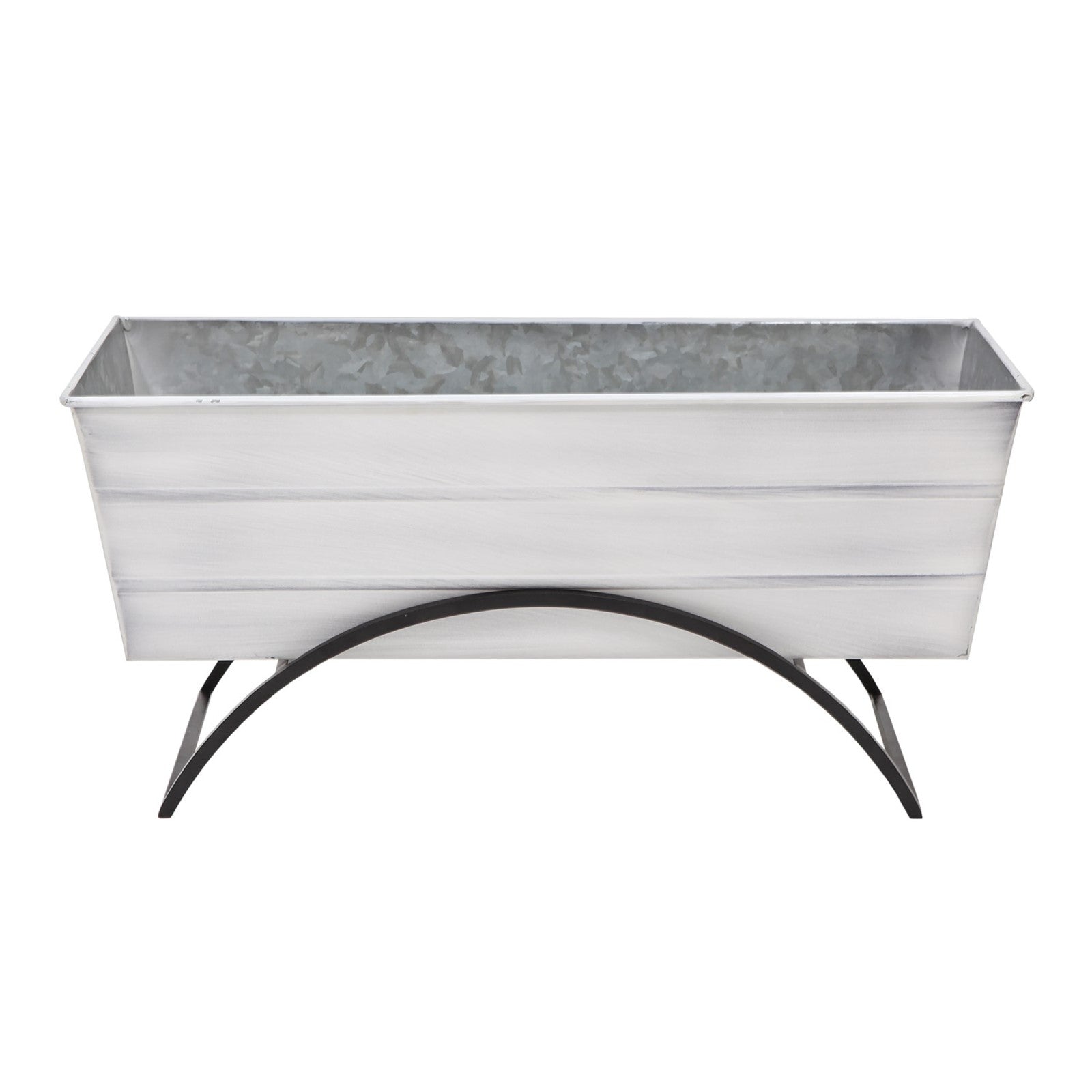 ACHLA Odette 24in Medium Flower Box Stand | Wrought Iron and Galvanized Steel | Patio & Balcony Container Gardening | 10 x 24 x 12 in | Model C-20W-S
