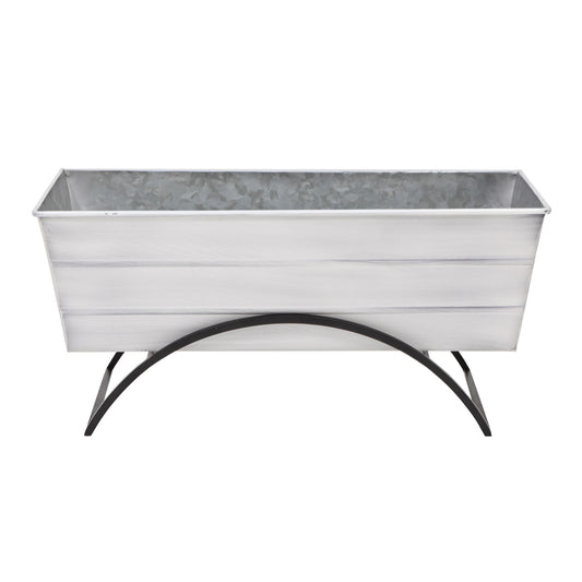 ACHLA Odette 24in Medium Flower Box Stand | Wrought Iron and Galvanized Steel | Patio & Balcony Container Gardening | 10 x 24 x 12 in | Model C-20W-S