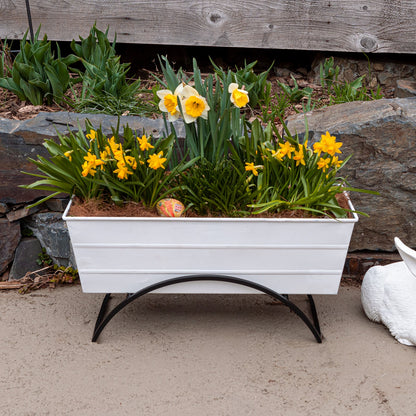 ACHLA Odette 24in Medium Flower Box Stand | Wrought Iron and Galvanized Steel | Patio & Balcony Container Gardening | 10 x 24 x 12 in | Model C-20W-S