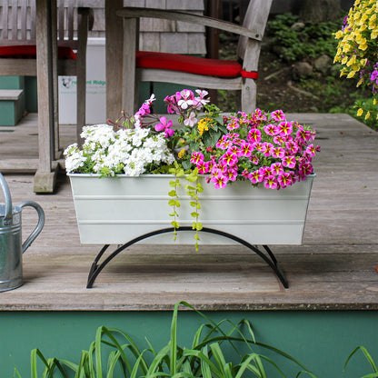 ACHLA Odette 24in Medium Flower Box Stand | Wrought Iron and Galvanized Steel | Patio & Balcony Container Gardening | 10 x 24 x 12 in | Model C-20W-S
