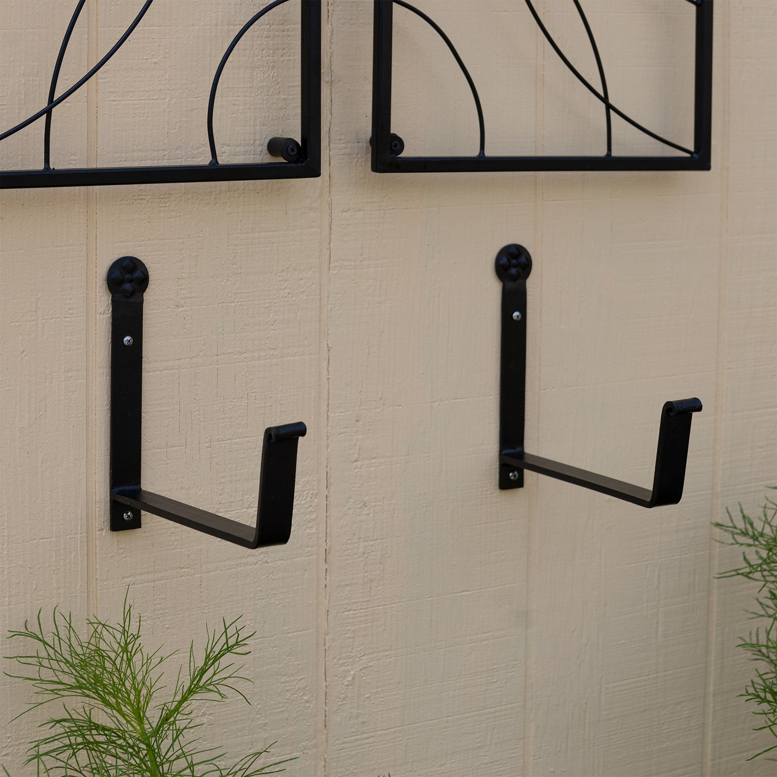 ACHLA Medium Flower Box with Wall Brackets | Cape Cod White Galvanized Steel and Black Wrought Iron | Front Porch & Balcony Planter | Model C-20W-WM