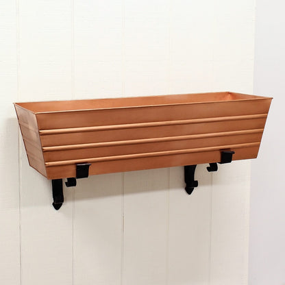 ACHLA Copper Plated Window Box 35.5in | Rustic Tin with Copper Finish | Deck & Window Planter | 35.5 x 12 x 9 in | Model C-21C