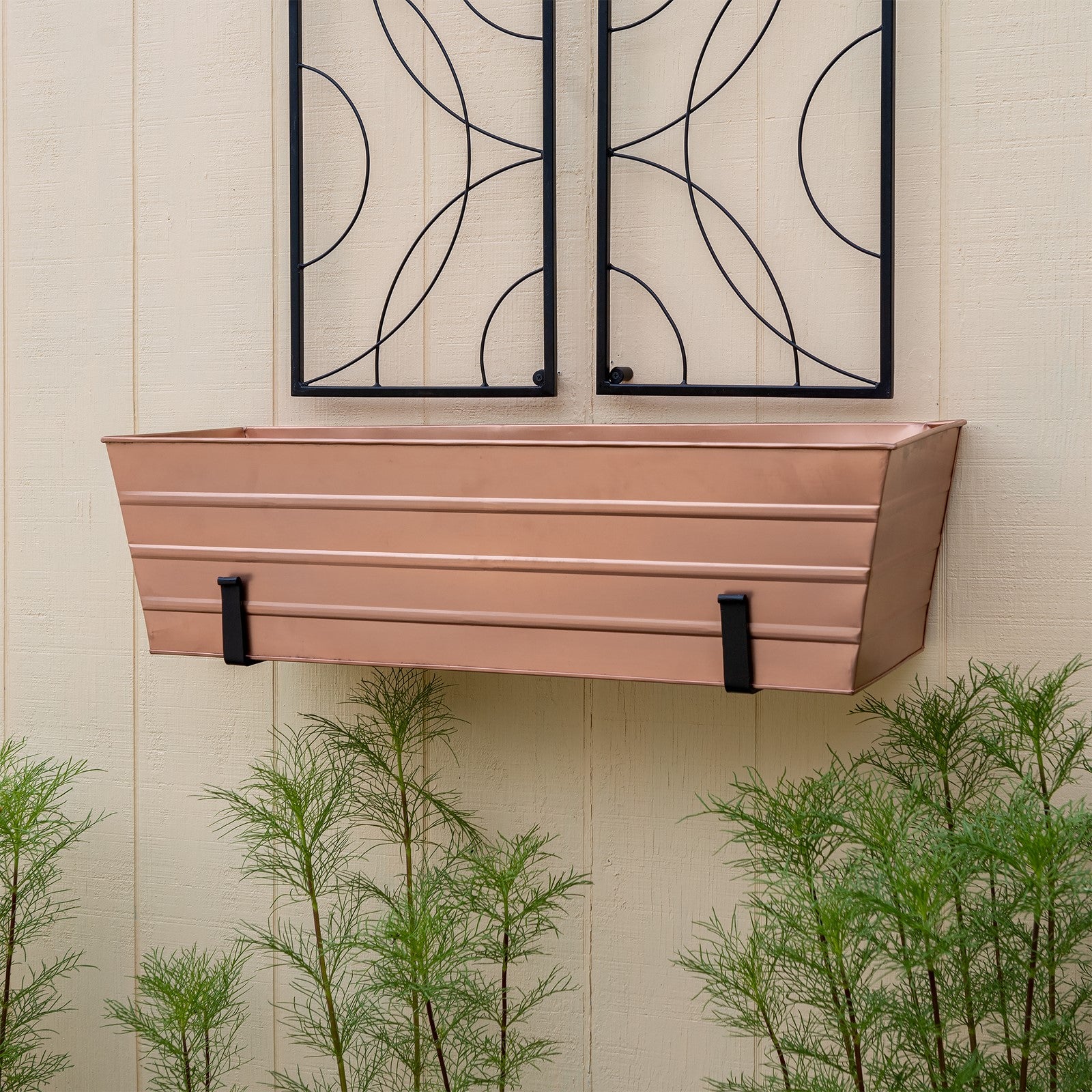 ACHLA Copper Plated Window Box 35.5in | Rustic Tin with Copper Finish | Deck & Window Planter | 35.5 x 12 x 9 in | Model C-21C