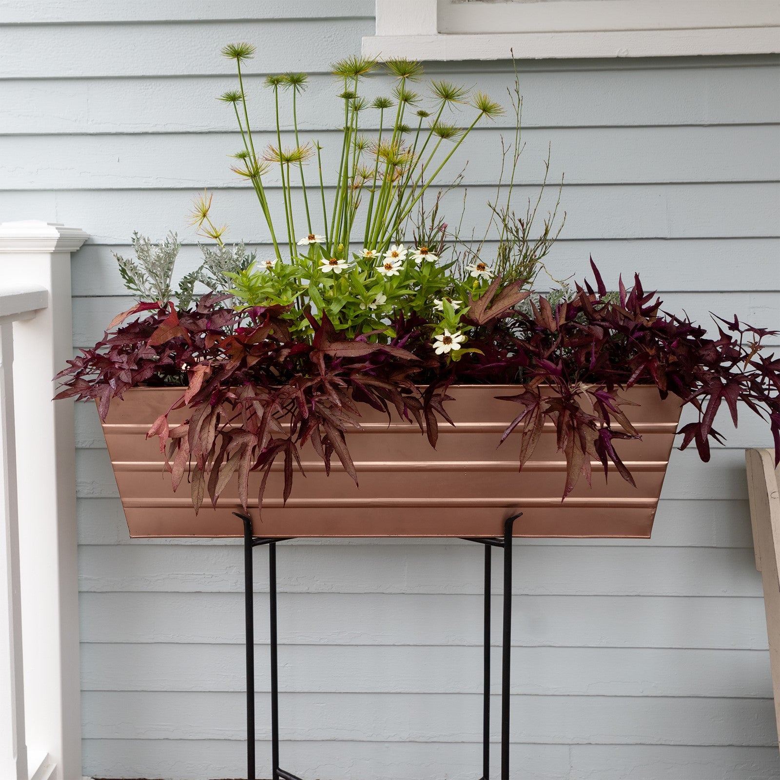 ACHLA Copper Plated Window Box 35.5in | Rustic Tin with Copper Finish | Deck & Window Planter | 35.5 x 12 x 9 in | Model C-21C