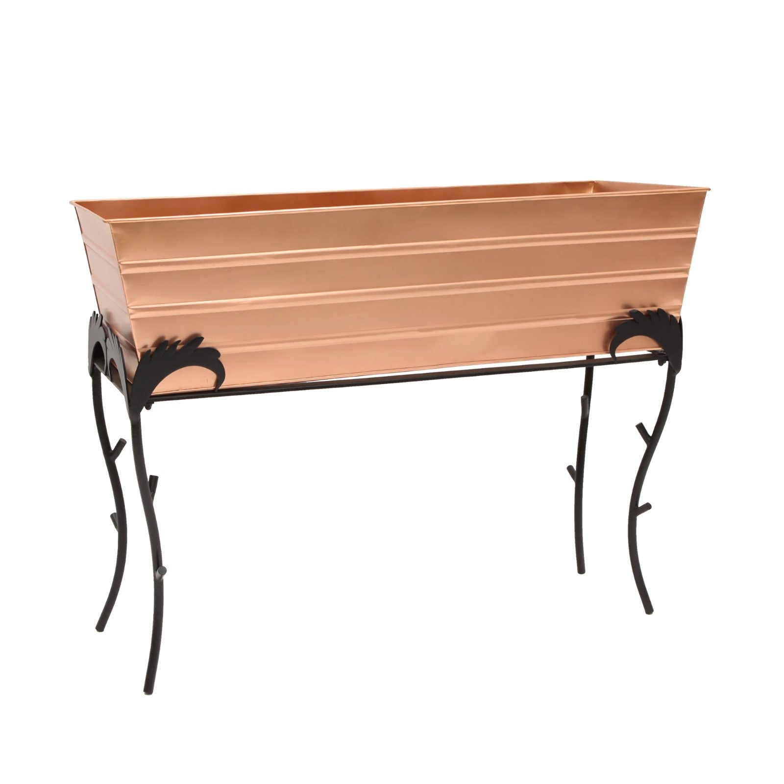 ACHLA Flora 25in Flower Box Stand | Copper Plated Steel and Black Wrought Iron | Patio & Balcony Container Gardening | Model C-21C-S3