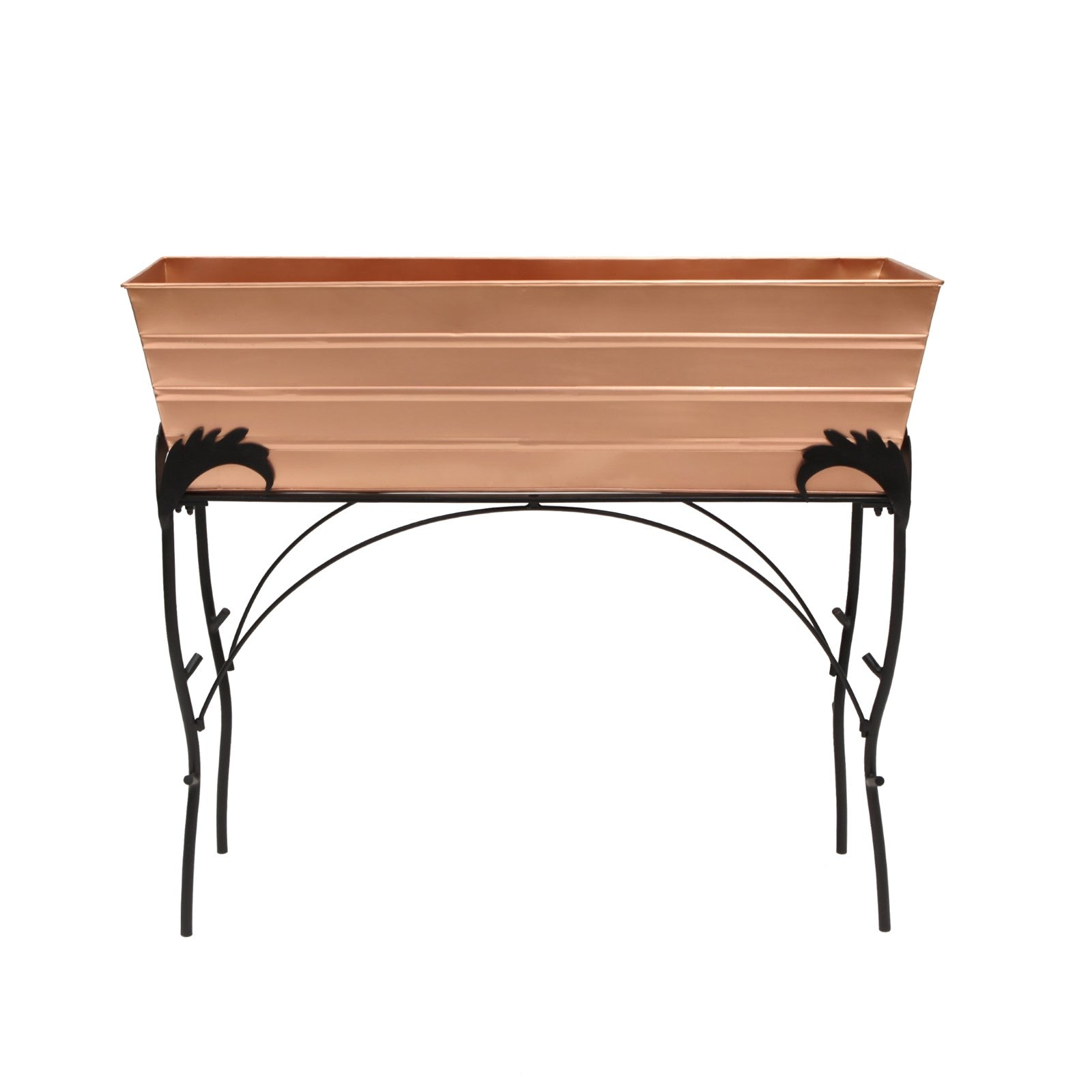 ACHLA Large 30in Flower Box Stand | Copper Plated Galvanized Steel and Black Wrought Iron | Patio & Balcony Container Gardening | Model C-21C-S4