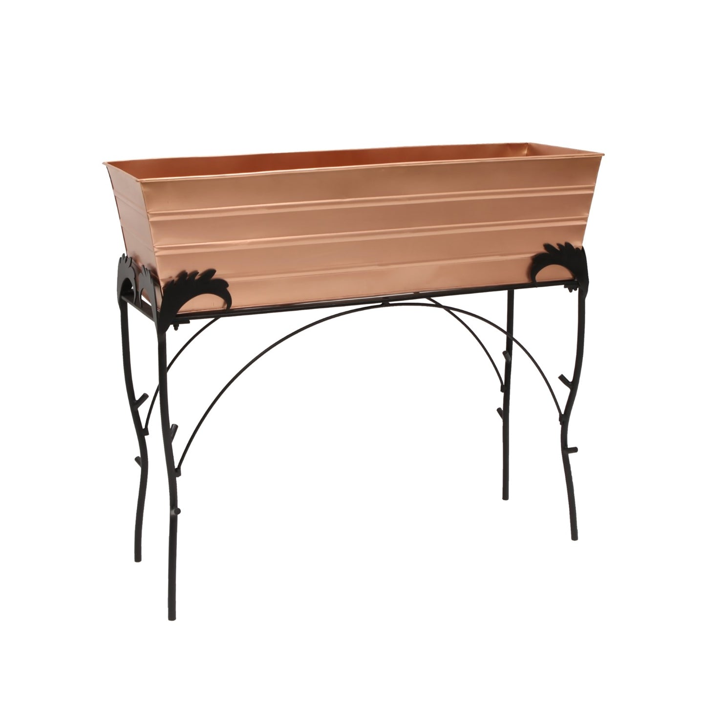 ACHLA Large 30in Flower Box Stand | Copper Plated Galvanized Steel and Black Wrought Iron | Patio & Balcony Container Gardening | Model C-21C-S4