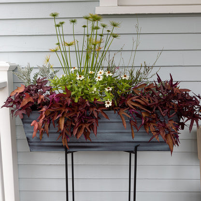 ACHLA Galvanized Steel Flower Box Planter Large | Classic Window Box Style in Nantucket Blue | Porch, Balcony & Garden Container | Model C-21NB