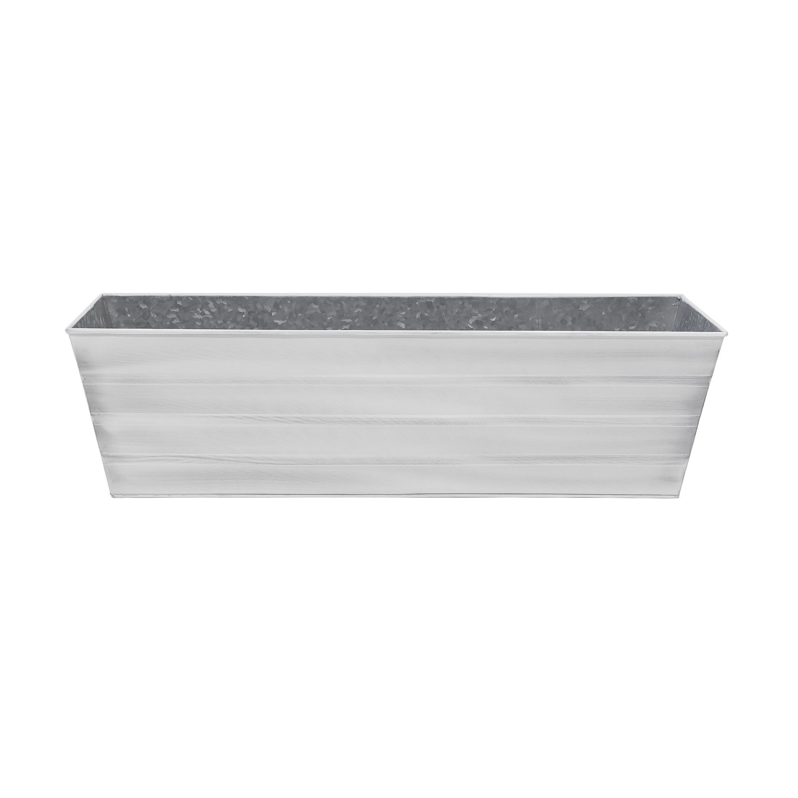ACHLA Galvanized Steel Large Flower Box Planter | Cape Cod White Rolled Edge | Window Box & Balcony Container Garden | Model C-21W