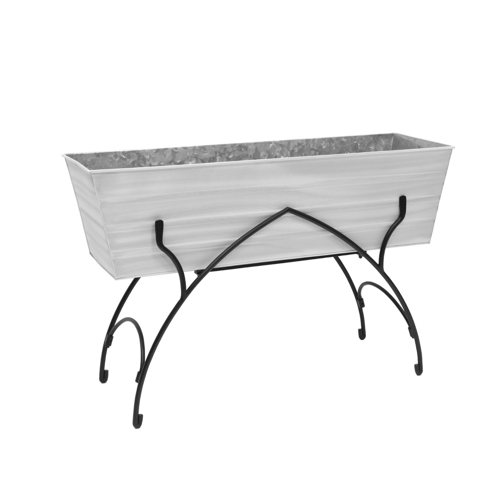 ACHLA Bella 36in Large Flower Box Stand | Art Deco Wrought Iron and Galvanized Steel | Patio & Balcony Container Gardening | Model C-21W-S2