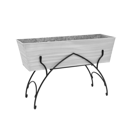 ACHLA Bella 36in Large Flower Box Stand | Art Deco Wrought Iron and Galvanized Steel | Patio & Balcony Container Gardening | Model C-21W-S2