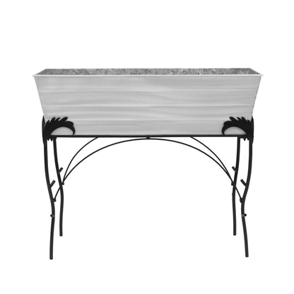 ACHLA Cape Cod White 30in Flower Box Stand | Galvanized Steel Planter on Wrought Iron Frame | Patio & Balcony Container Gardening | Model C-21W-S4