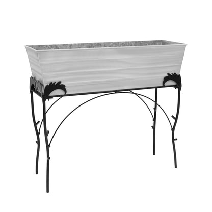 ACHLA Cape Cod White 30in Flower Box Stand | Galvanized Steel Planter on Wrought Iron Frame | Patio & Balcony Container Gardening | Model C-21W-S4