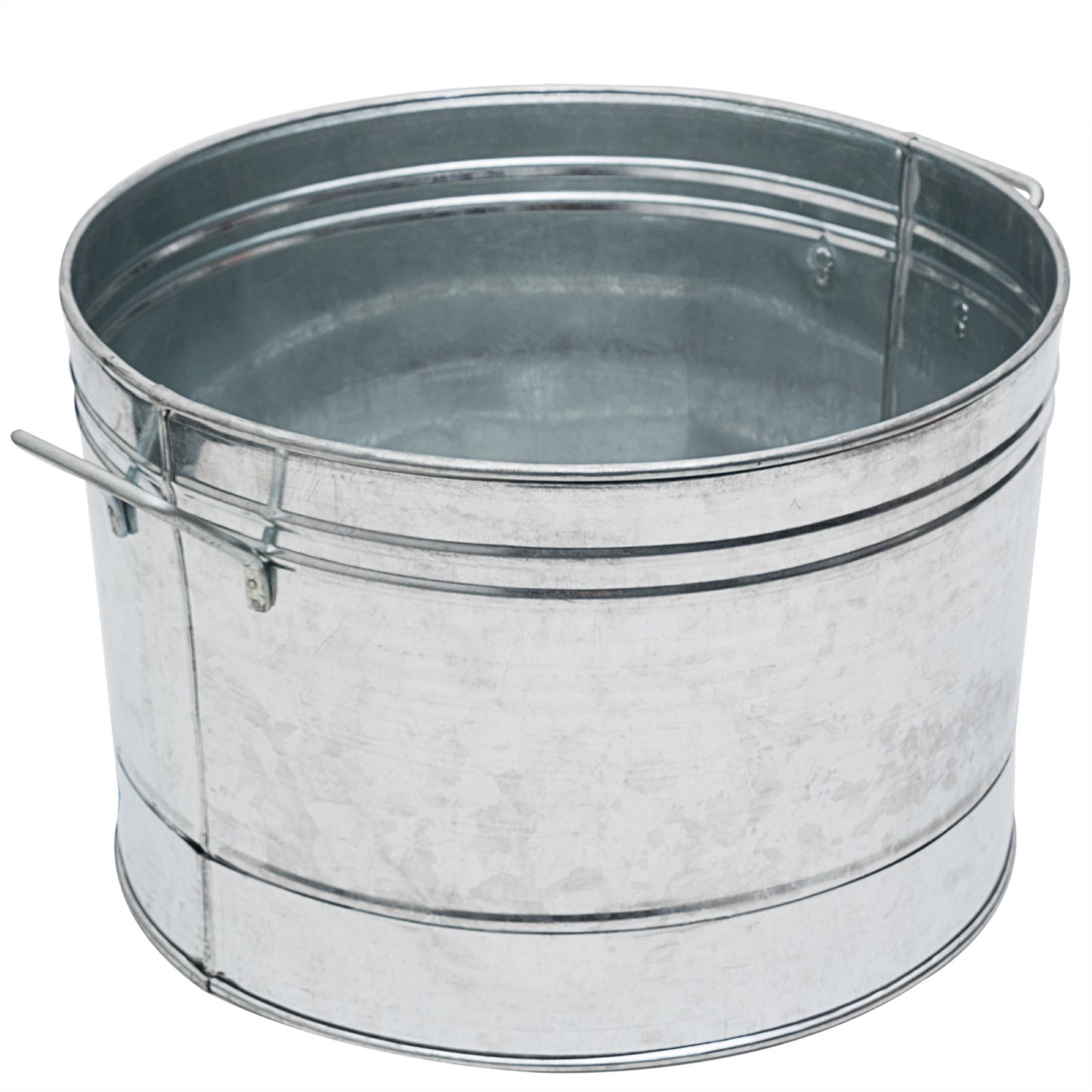 ACHLA Round Steel Tub 16in | Galvanized Farmhouse Style | Beverage Chiller, Log Holder & Plant Container | 16 x 16 x 11 in | Model C-50