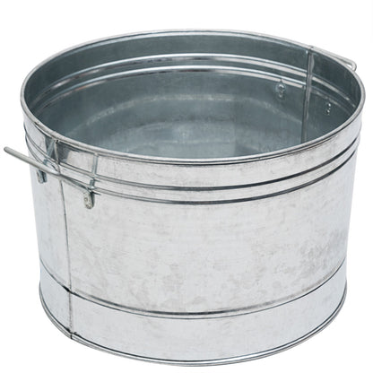 ACHLA Round Steel Tub 16in | Galvanized Farmhouse Style | Beverage Chiller, Log Holder & Plant Container | 16 x 16 x 11 in | Model C-50