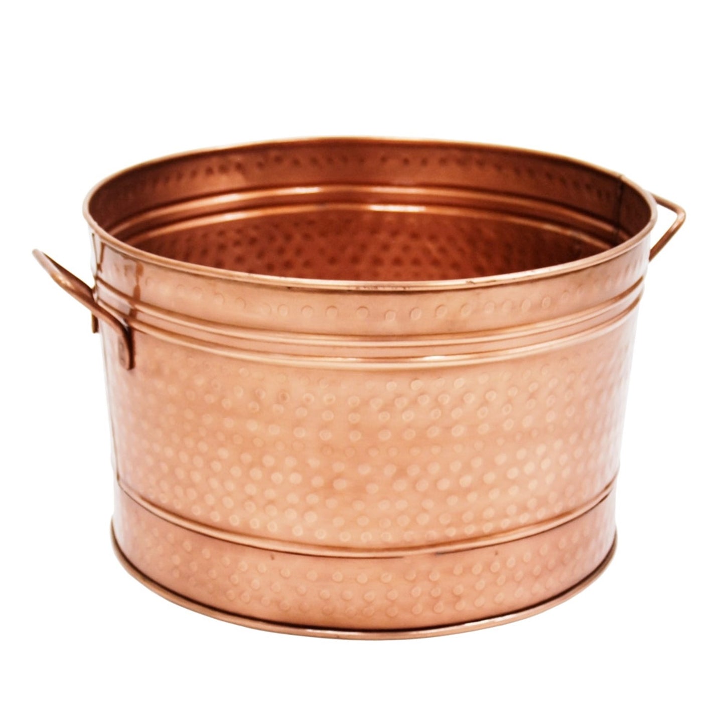 ACHLA Round Steel Tub 16in | Copper Plated Farmhouse Style | Wine Chiller & Log Holder | 16 x 16 x 11 in | Model C-50C