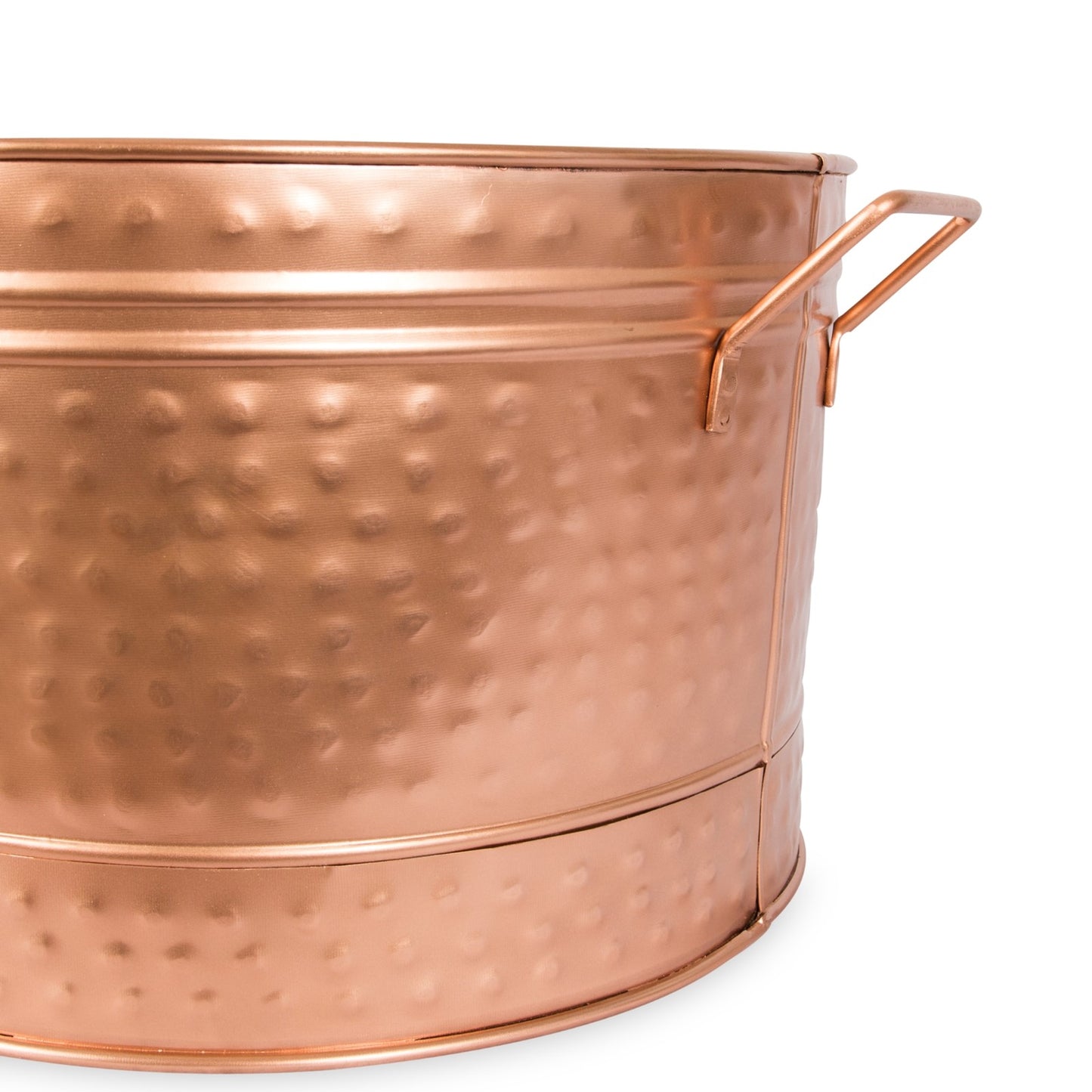ACHLA Round Steel Tub 16in | Copper Plated Farmhouse Style | Wine Chiller & Log Holder | 16 x 16 x 11 in | Model C-50C