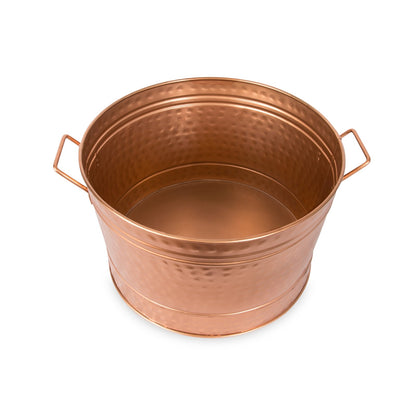 ACHLA Round Steel Tub 16in | Copper Plated Farmhouse Style | Wine Chiller & Log Holder | 16 x 16 x 11 in | Model C-50C
