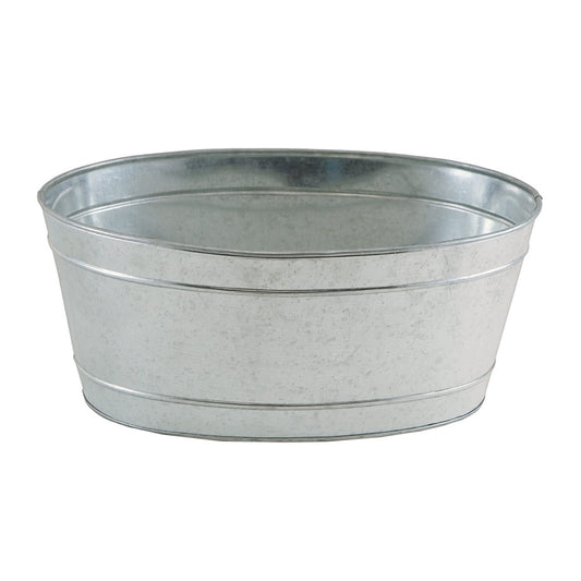ACHLA Small Oval Galvanized Tub | Rustic Steel Ice Bucket & Planter | Patio & Garden Party | 11 x 16 x 7 in | Model C-51M