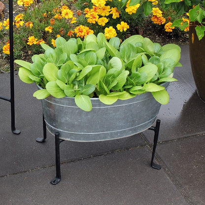 ACHLA Small Oval Galvanized Tub | Rustic Steel Ice Bucket & Planter | Patio & Garden Party | 11 x 16 x 7 in | Model C-51M