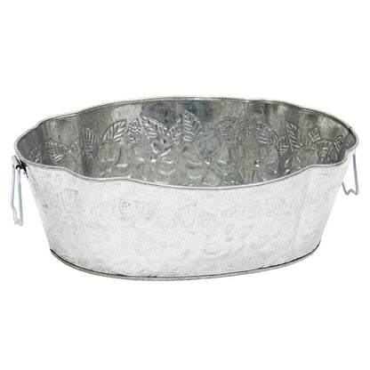 ACHLA Embossed Tub C-52 | Galvanized Steel Log Carrier | Fireplace & Hearth Wood Storage | 20 x 13 x 6.5 in | Model C-52
