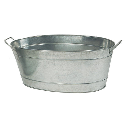 ACHLA Large Oval Galvanized Steel Tub 30.5in | Rustic Farmhouse Log Rack & Planter | Entryway, Porch & Outdoor Use | 30.5 x 15 x 9.5 in | Model C-55