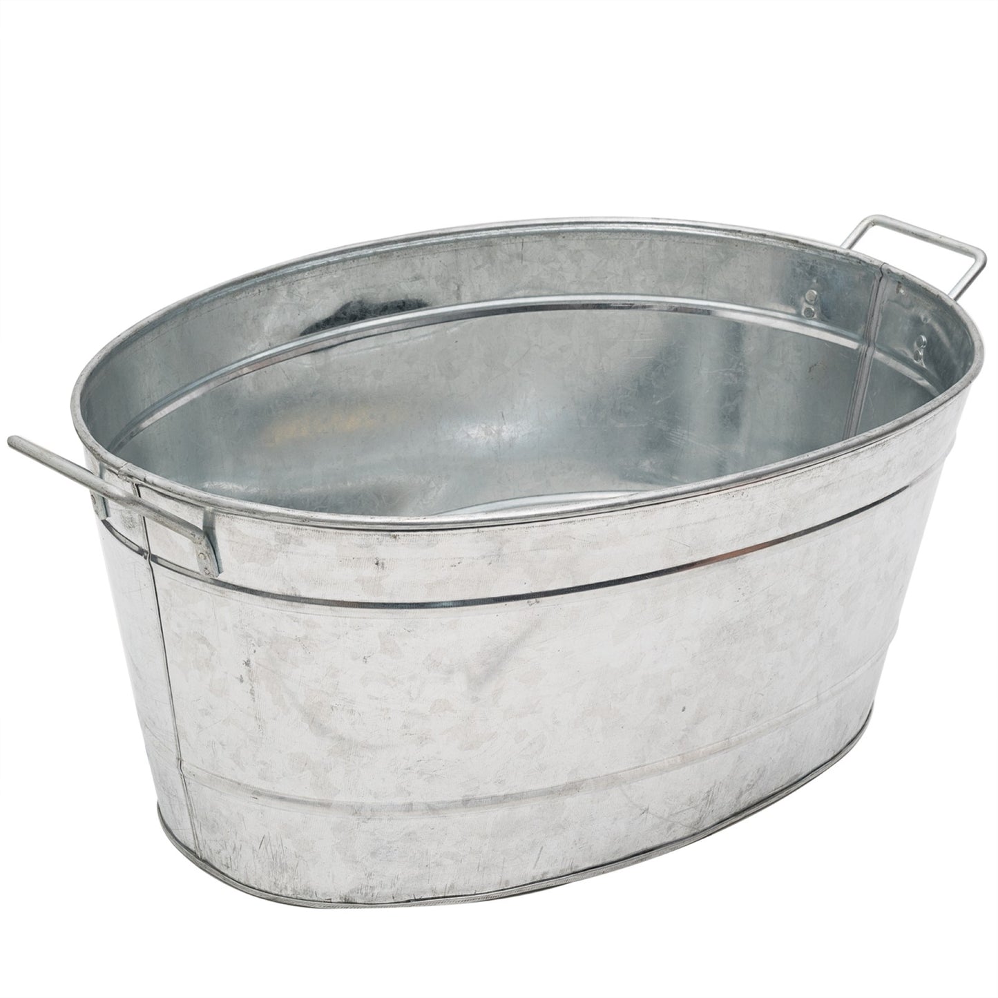 ACHLA Large Oval Galvanized Steel Tub 30.5in | Rustic Farmhouse Log Rack & Planter | Entryway, Porch & Outdoor Use | 30.5 x 15 x 9.5 in | Model C-55