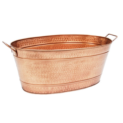 ACHLA Large Oval Steel Tub | Copper Plated Finish | Log Rack & Firewood Carrier for Indoor & Outdoor Use | 30.5 x 15 x 9.5 in | Model C-55C